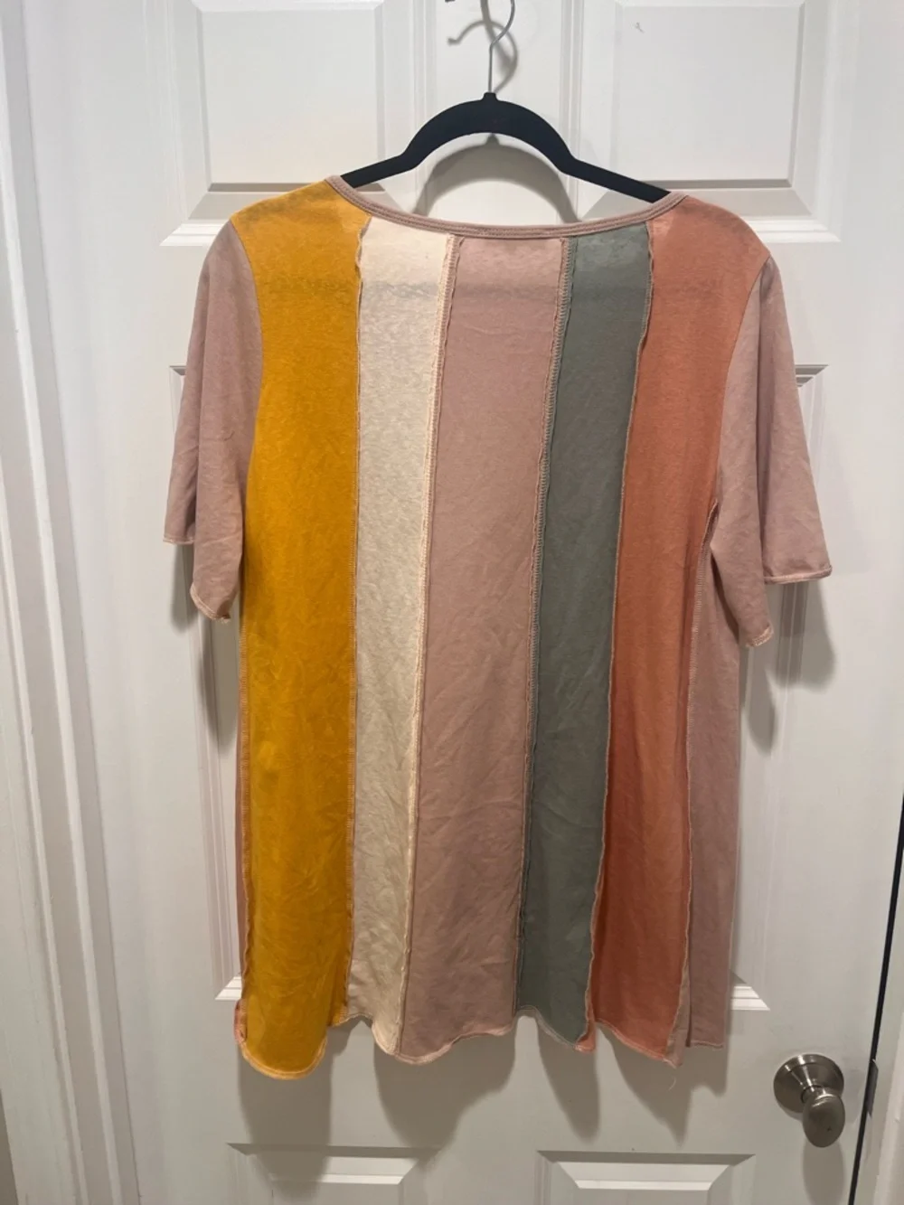 EUC Easel Mineral Washed short Sleeve Crewneck Panel Top Raw Hem Detail tunic - Picture 8 of 9